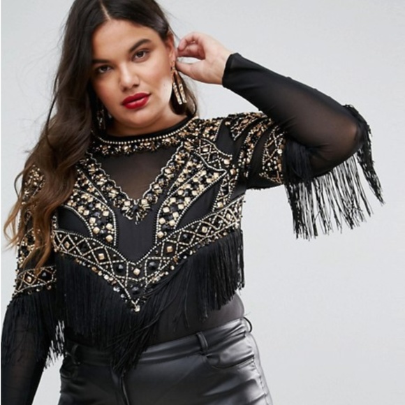 ASOS Curve Tops - A Star is Born Plus Plunge Front Bodysuit
